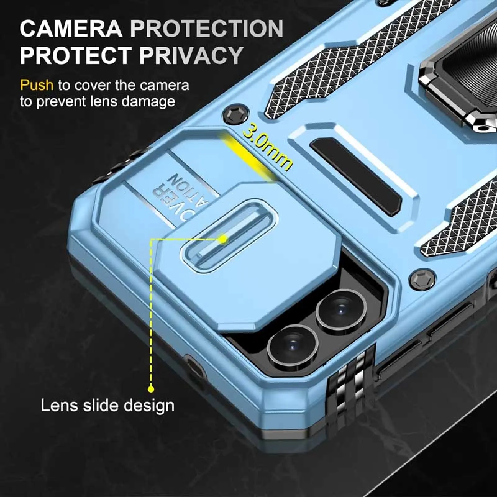 Ударостійкий чохол Camshield Army Ring для Samsung Galaxy A07, Блакитний / Light Blue 3, Силікон, купити оптом з доставкою