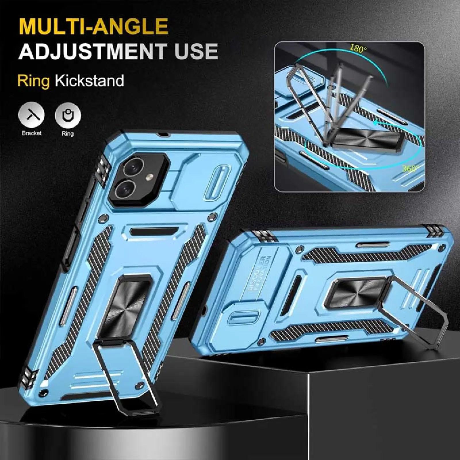 Ударостійкий чохол Camshield Army Ring для Samsung Galaxy A07, Блакитний / Light Blue 4, Силікон, купити оптом з доставкою
