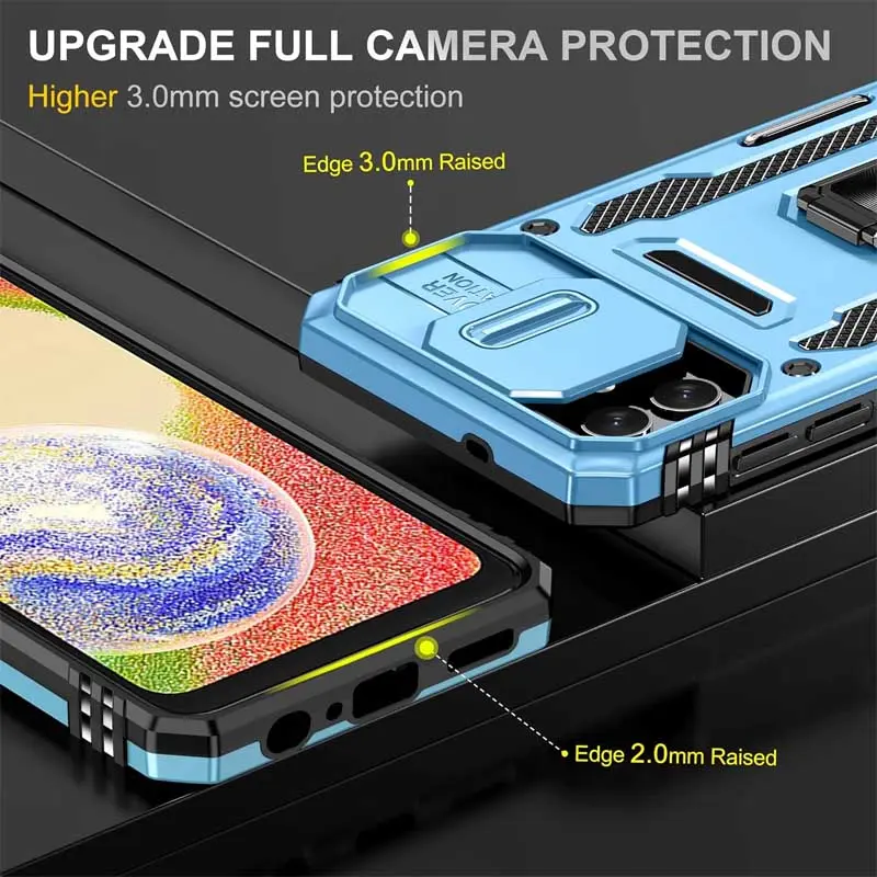 Ударостійкий чохол Camshield Army Ring для Samsung Galaxy A07, Блакитний / Light Blue 5, Силікон, купити оптом з доставкою