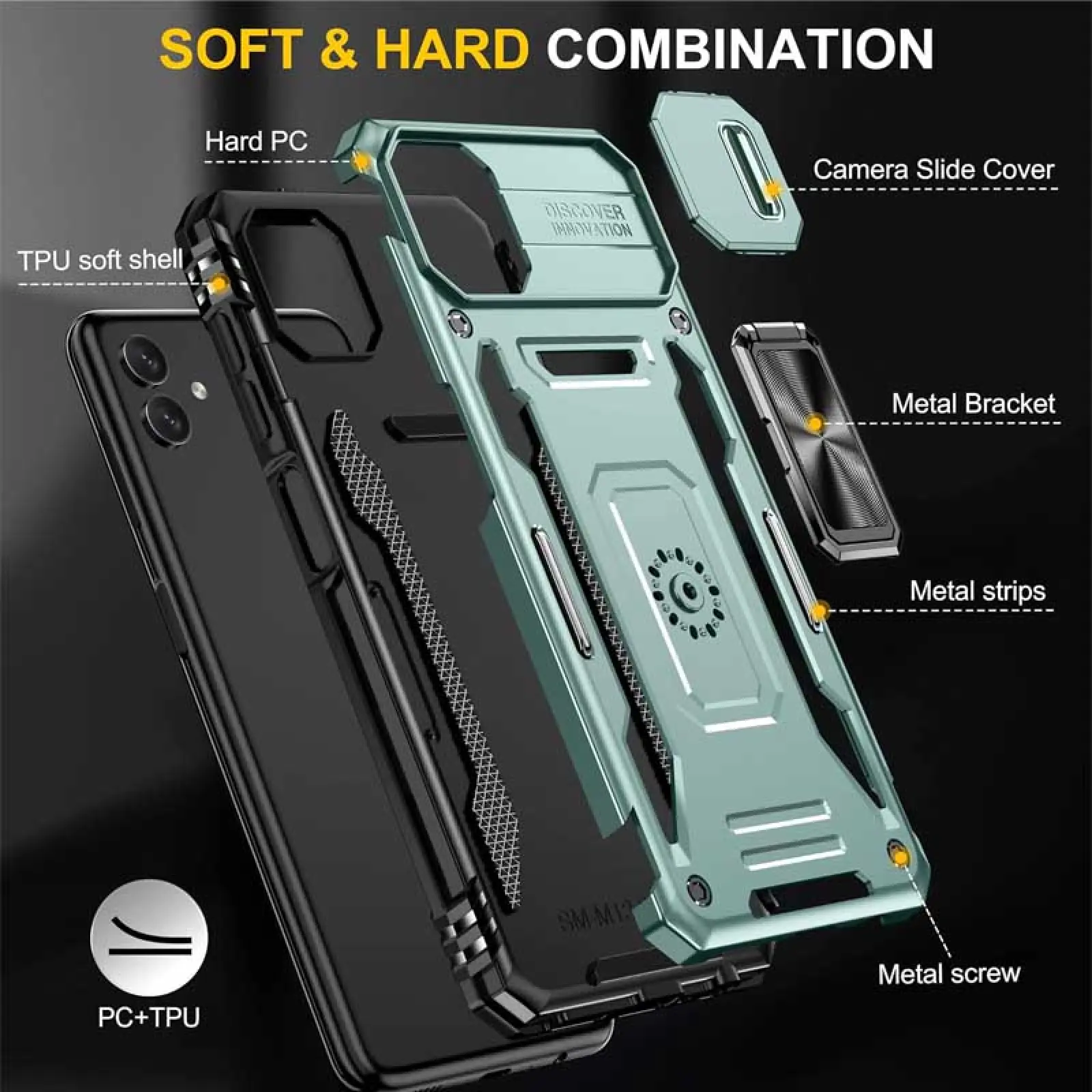 Ударостійкий чохол Camshield Army Ring для Samsung Galaxy A07, Зелений / Light Green 1, Силікон, купити оптом з доставкою