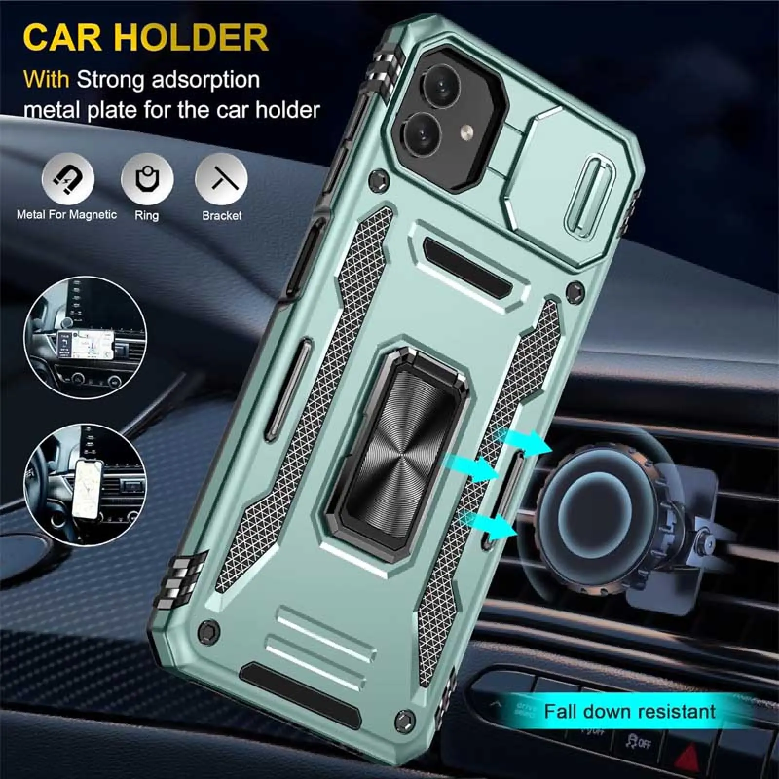 Ударостійкий чохол Camshield Army Ring для Samsung Galaxy A07, Зелений / Light Green 2, Силікон, купити оптом з доставкою