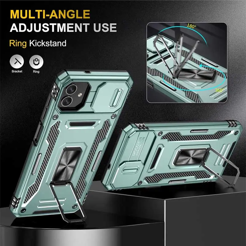 Ударостійкий чохол Camshield Army Ring для Samsung Galaxy A07, Зелений / Light Green 4, Силікон, купити оптом з доставкою
