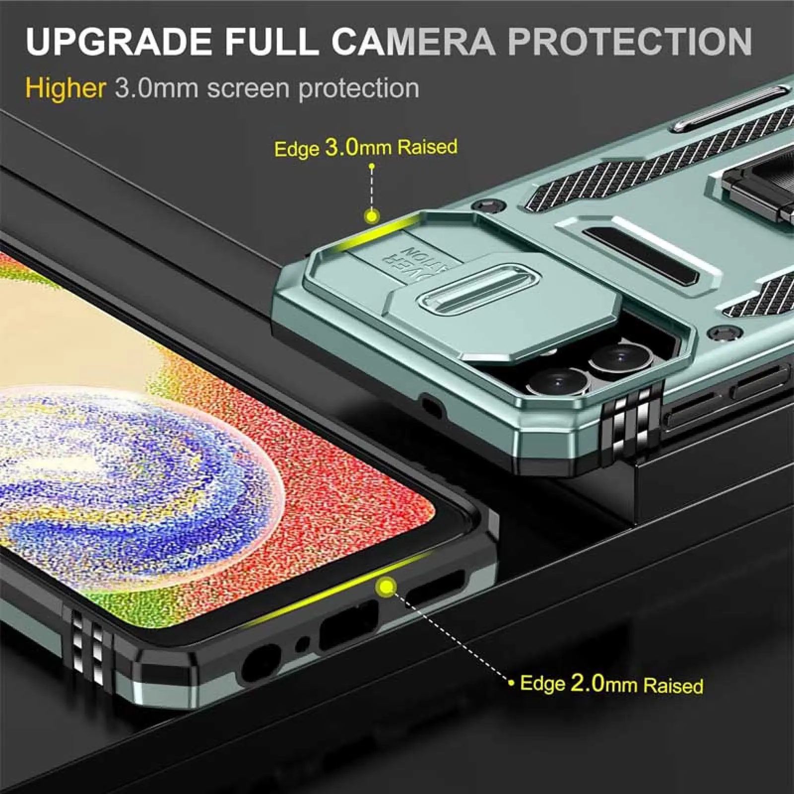 Ударостійкий чохол Camshield Army Ring для Samsung Galaxy A07, Зелений / Light Green 5, Силікон, купити оптом з доставкою