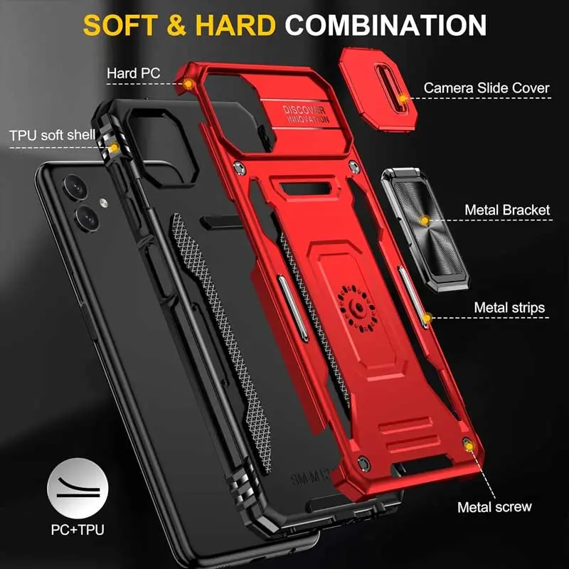 Ударостійкий чохол Camshield Army Ring для Samsung Galaxy A07, Червоний / Red 1, Силікон, купити оптом з доставкою