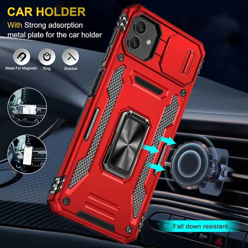 Ударостійкий чохол Camshield Army Ring для Samsung Galaxy A07, Червоний / Red 2, Силікон, купити оптом з доставкою