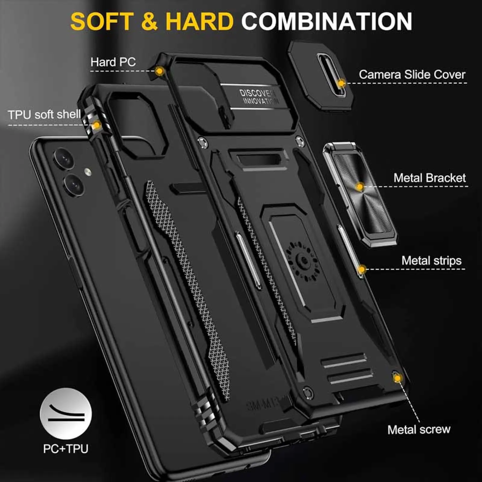 Ударопрочный чехол Camshield Army Ring для Samsung Galaxy A07, Черный / Black 4, Силикон, купить оптом с доставкой