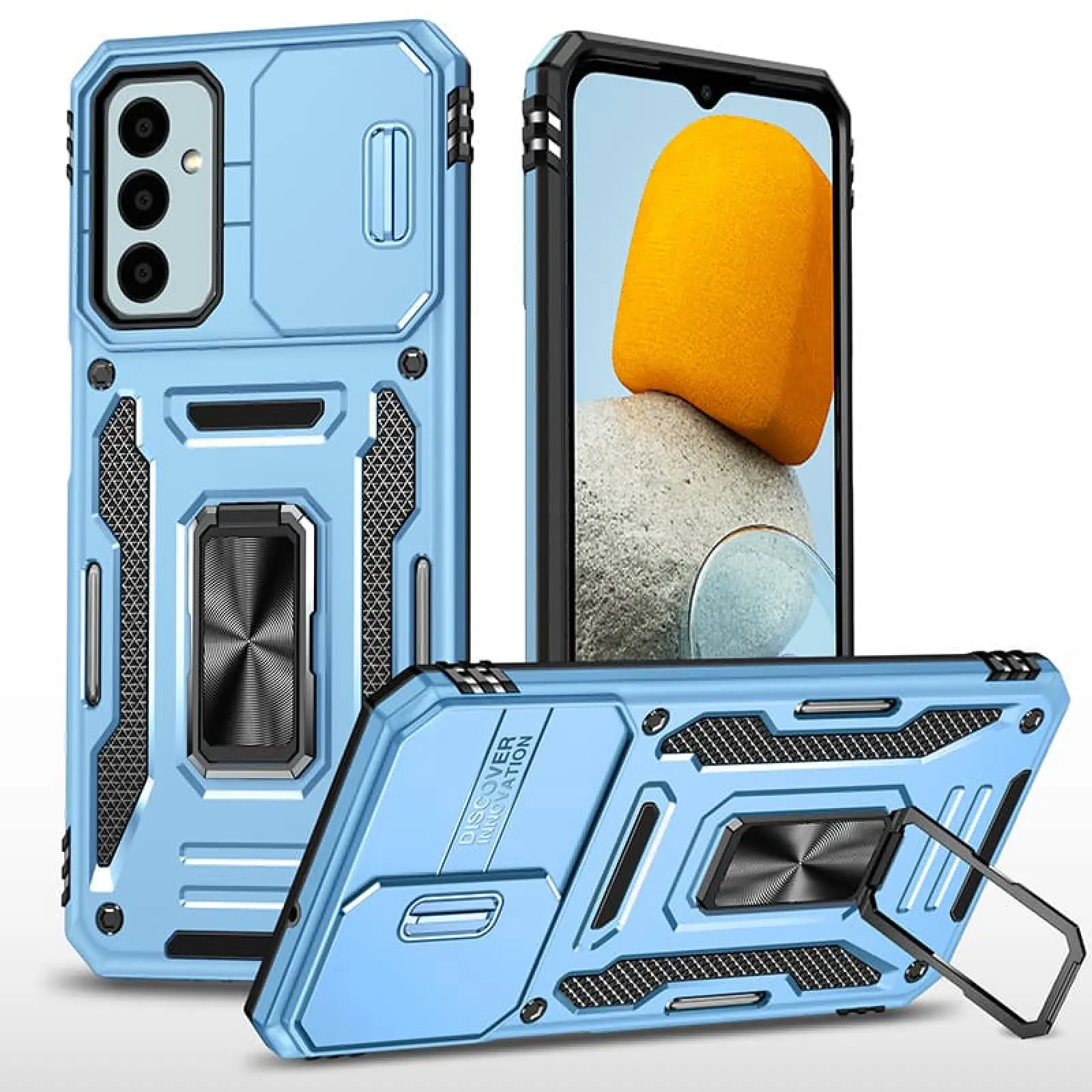 Ударопрочный чехол Camshield Army Ring для Samsung Galaxy A17 4G/5G / A16 4G/5G, Голубой / Light Blue, Силикон, купить оптом с доставкой