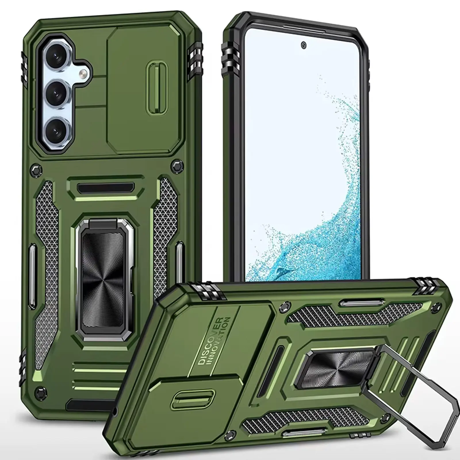 Ударостійкий чохол Camshield Army Ring для Samsung Galaxy S25 FE, Оливковий / Army Green, Силікон, купити оптом з доставкою