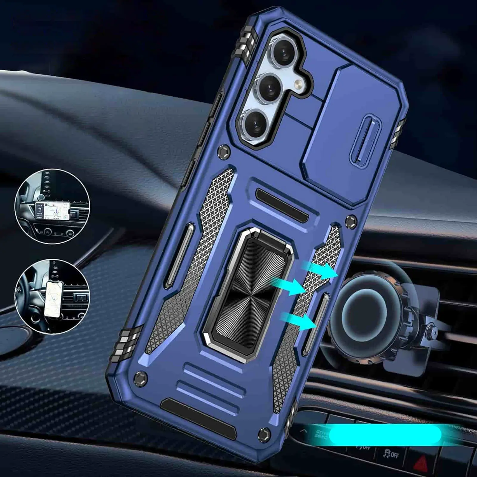 Ударостійкий чохол Camshield Army Ring для Samsung Galaxy S25 FE, Синій / Navy 1, Силікон, купити оптом з доставкою