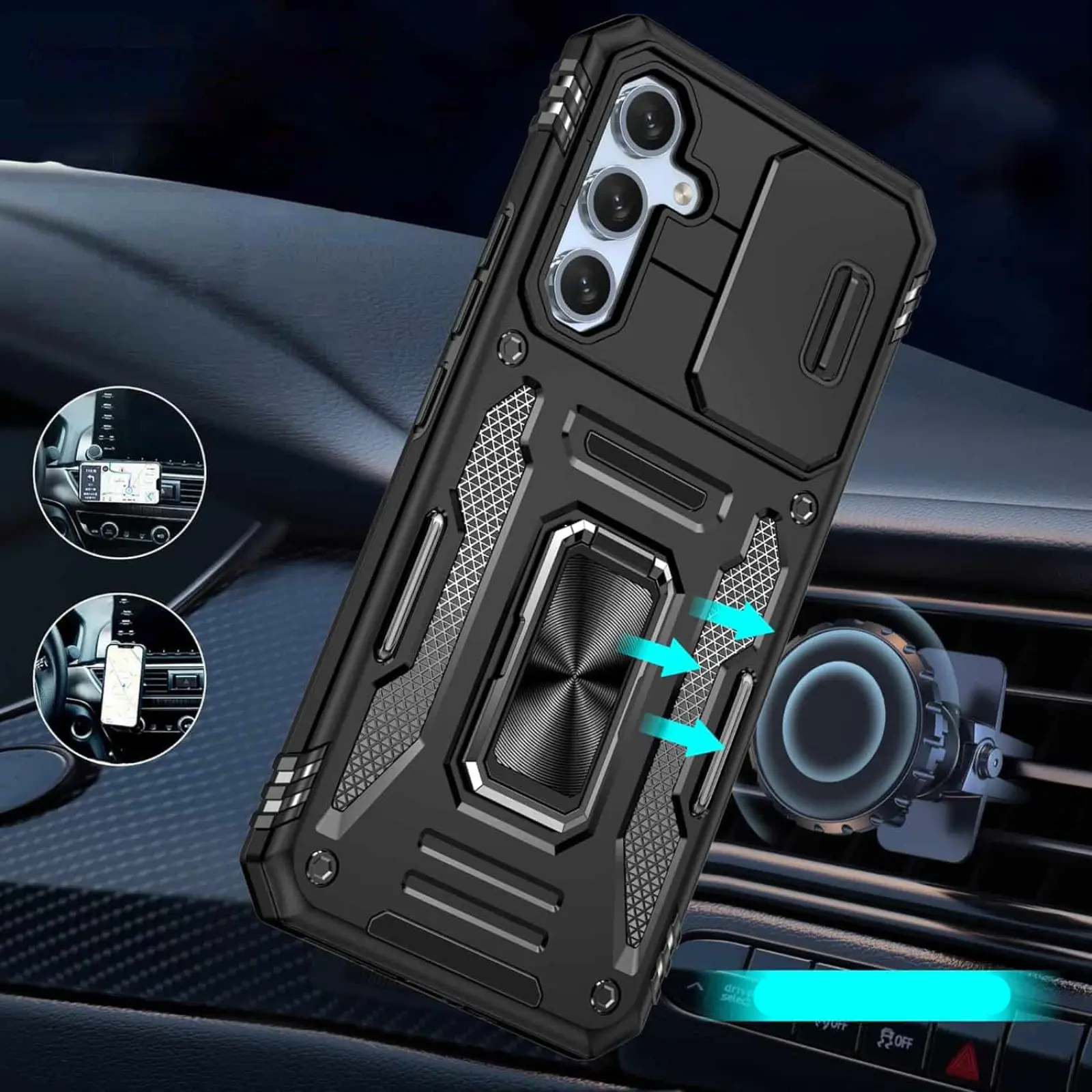 Ударостійкий чохол Camshield Army Ring для Samsung Galaxy S25 FE, Чорний / Black 2, Силікон, купити оптом з доставкою