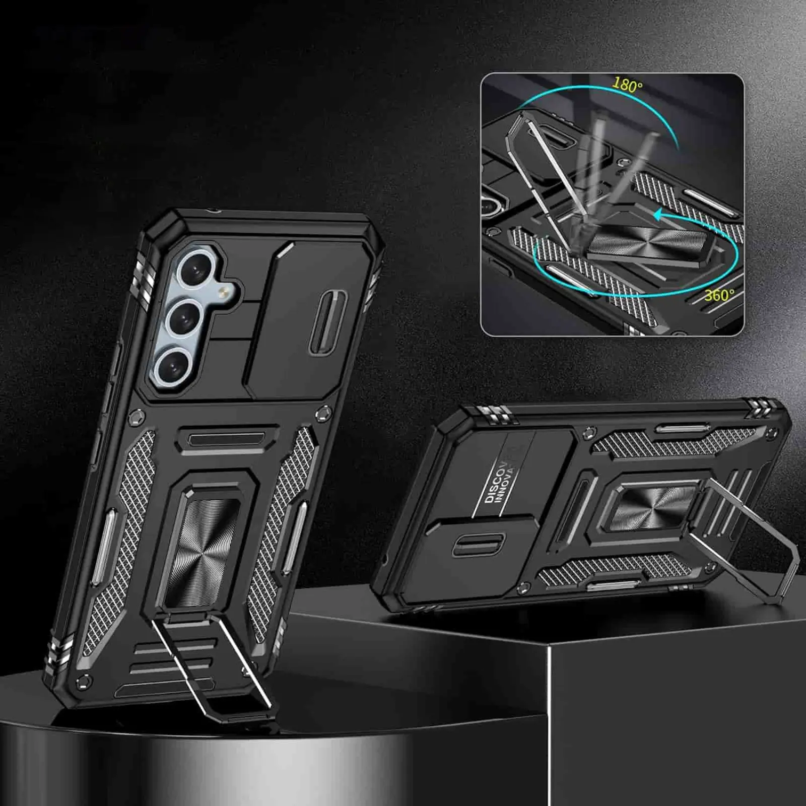 Ударостійкий чохол Camshield Army Ring для Samsung Galaxy S25 FE, Чорний / Black 5, Силікон, купити оптом з доставкою