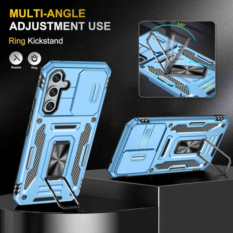 Ударопрочный чехол Camshield Army Ring для Samsung Galaxy A57 5G, Голубой / Light Blue 2, Силикон, купить оптом с доставкой