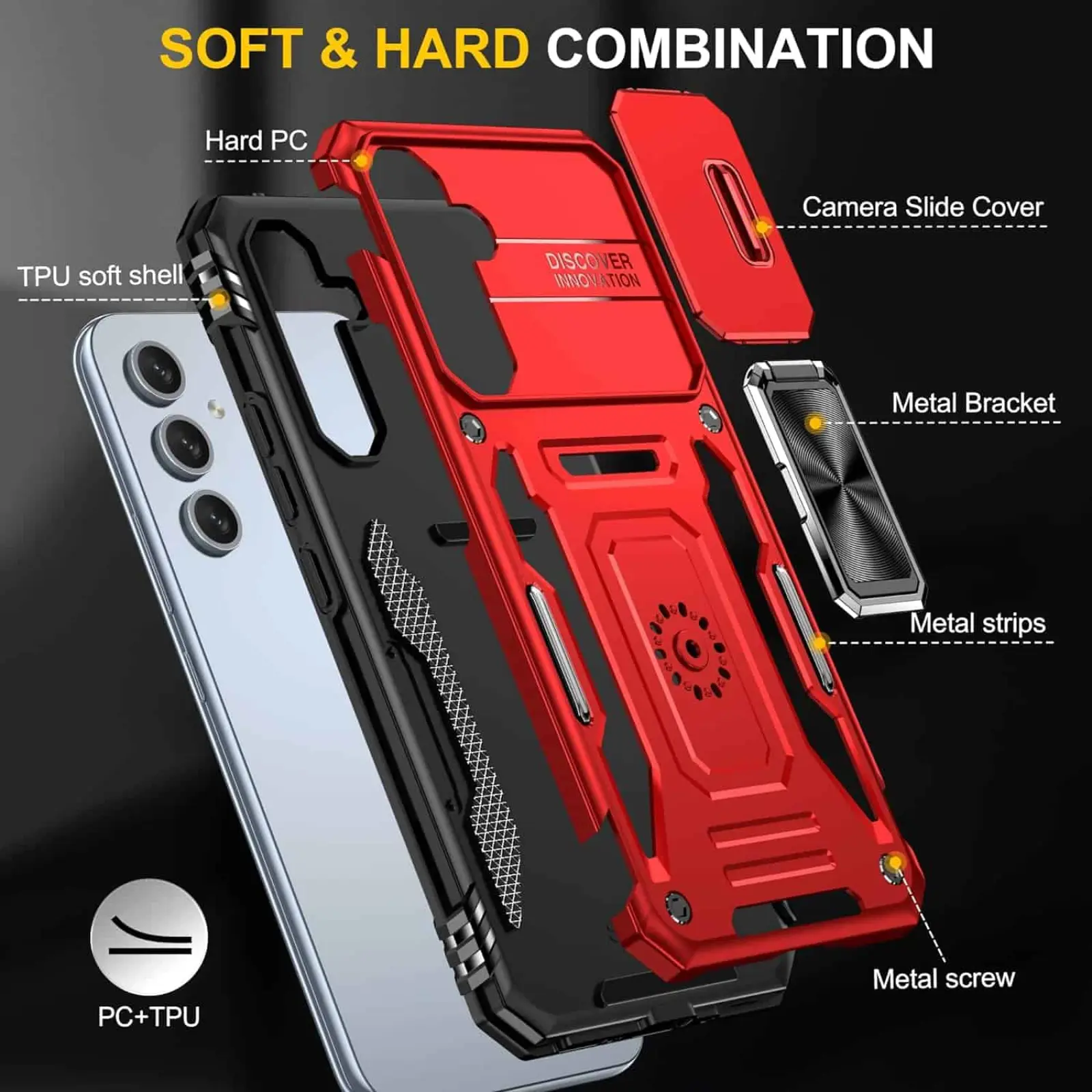 Ударопрочный чехол Camshield Army Ring для Samsung Galaxy A57 5G, Красный / Red 3, Силикон, купить оптом с доставкой
