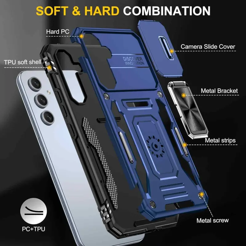 Ударопрочный чехол Camshield Army Ring для Samsung Galaxy A57 5G, Синий / Navy 3, Силикон, купить оптом с доставкой