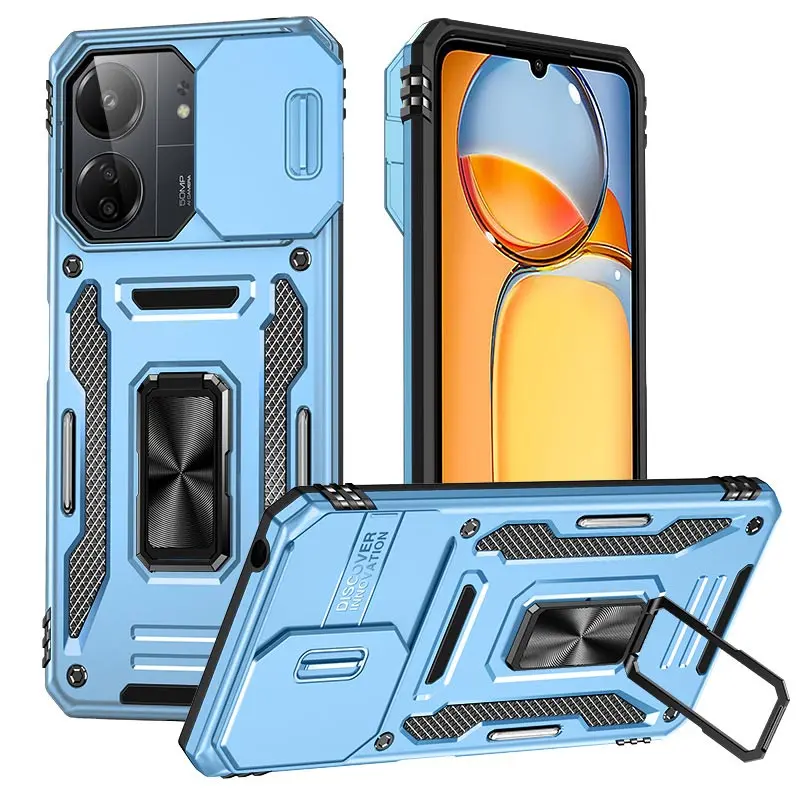 Ударопрочный чехол Camshield Army Ring для Xiaomi Redmi 15 (EU), Голубой / Light Blue, Силикон, купить оптом с доставкой