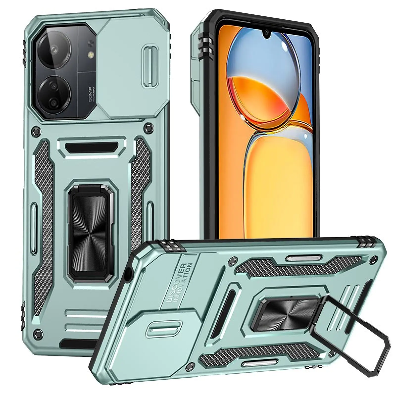 Ударопрочный чехол Camshield Army Ring для Xiaomi Redmi 15 (EU), Зеленый / Light Green, Силикон, купить оптом с доставкой