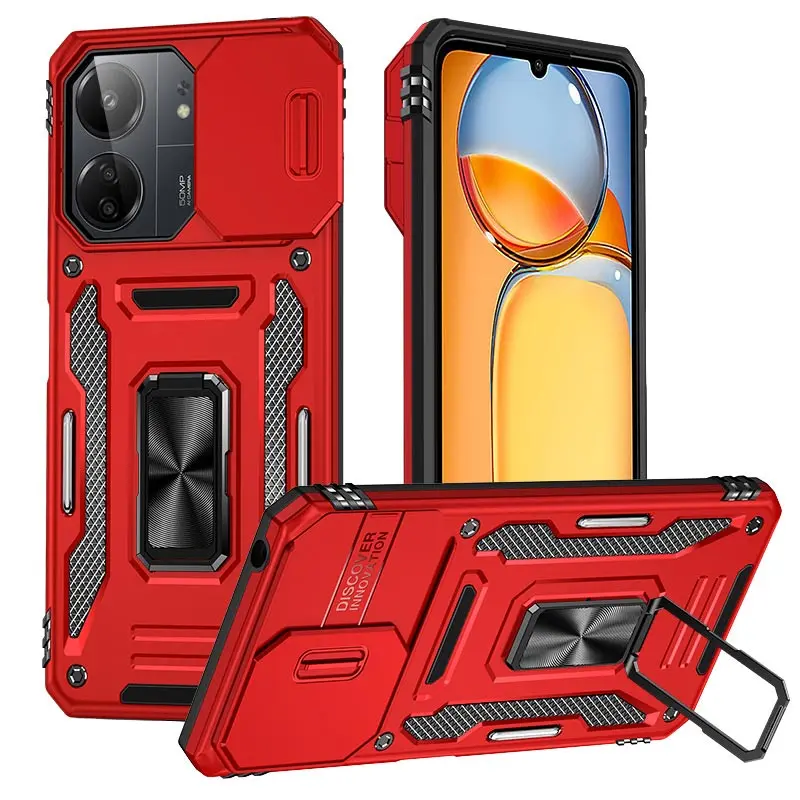 Ударопрочный чехол Camshield Army Ring для Xiaomi Redmi 15 (EU), Красный / Red, Силикон, купить оптом с доставкой
