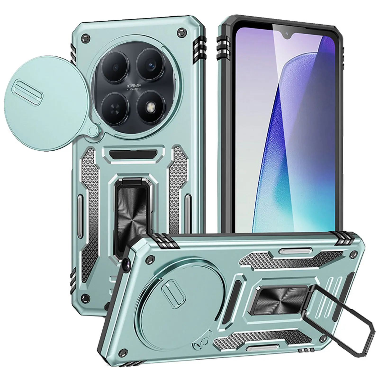 Ударопрочный чехол Camshield Army Ring для Xiaomi Redmi Note 15 (EU) / Poco M8 5G, Зеленый / Light Green, Силикон, купить оптом с доставкой