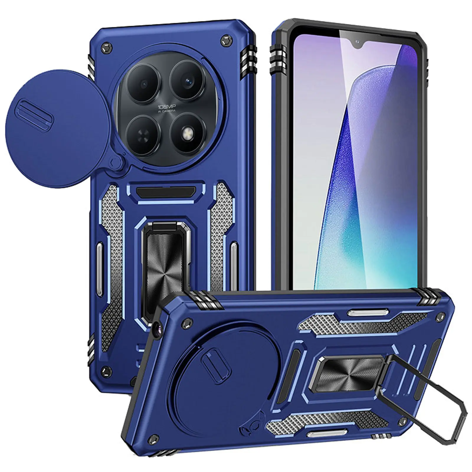 Ударопрочный чехол Camshield Army Ring для Xiaomi Redmi Note 15 (EU) / Poco M8 5G, Синий / Navy, Силикон, купить оптом с доставкой