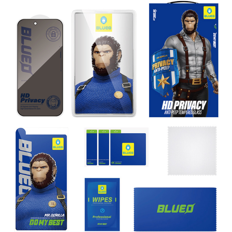 Антишпигун скло Blueo Anti-Peep Full Cover HD для Apple iPhone 18 Pro Max | Privacy Glass на малюнкі №4