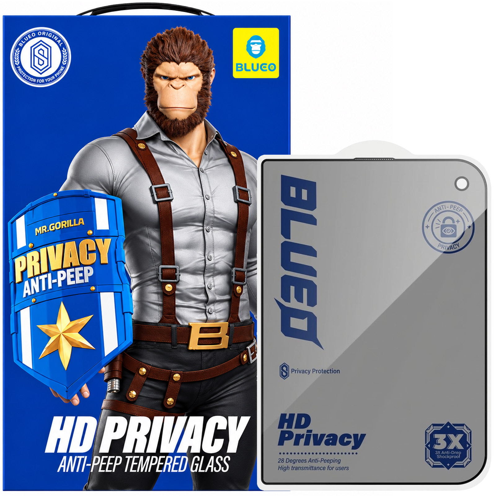 Защитное 2.5D стекло Blueo Full Cover Anti-Peep для Apple iPhone Duo (5.4"), Черный, Закаленное стекло, купить оптом с доставкой