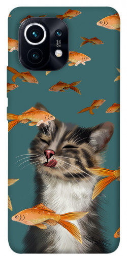 Чехол itsPrint Cat with fish для Xiaomi Mi 11