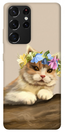 Чохол itsPrint Cat in flowers для Samsung Galaxy S21 Ultra