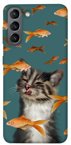 Чехол itsPrint Cat with fish для Samsung Galaxy S21