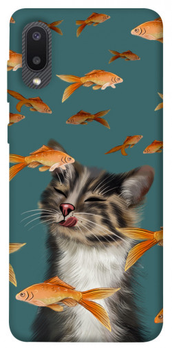 Чохол itsPrint Cat with fish для Samsung Galaxy A02