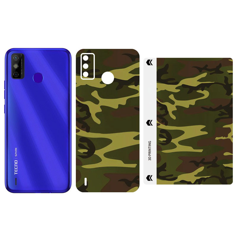 Защитная пленка SKLO Back (тыл) Camo (тех.пак) для TECNO Camon 19 Neo, Коричневый / Army Brown, Бронированная пленка, купить оптом с доставкой