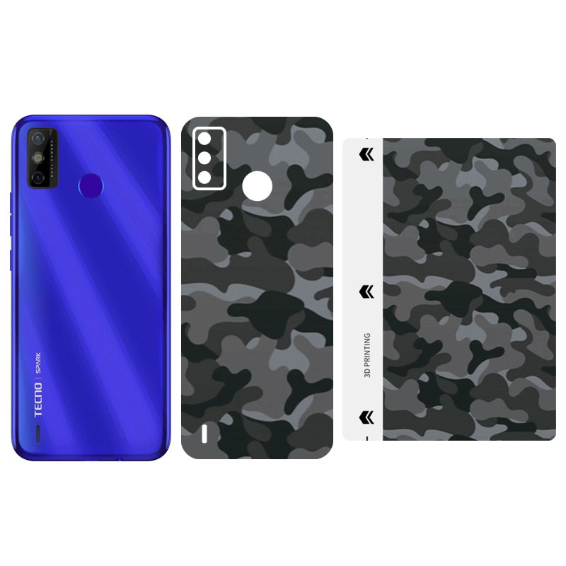 Защитная пленка SKLO Back (тыл) Camo (тех.пак) для TECNO Camon 19 Neo, Серый / Army Gray, Бронированная пленка, купить оптом с доставкой