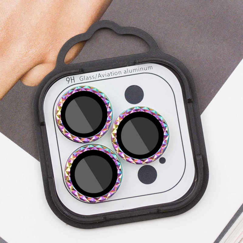 Защитное стекло Metal Shine на камеру (в упак.) для Apple iPhone 15 Pro (6.1) / 15 Pro Max (6.7) на картинке №2