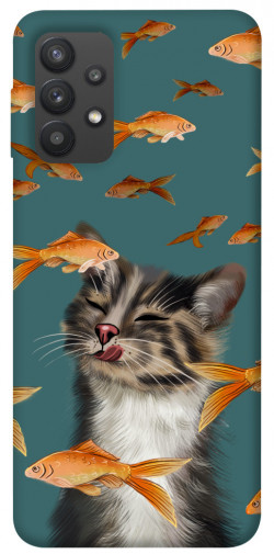 Чехол itsPrint Cat with fish для Samsung Galaxy A32 (A325F) 4G