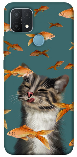 Чехол itsPrint Cat with fish для Oppo A15s / A15