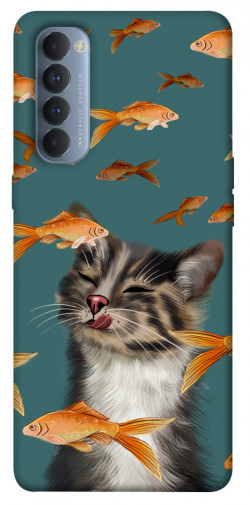 Чехол itsPrint Cat with fish для Oppo Reno 4 Pro