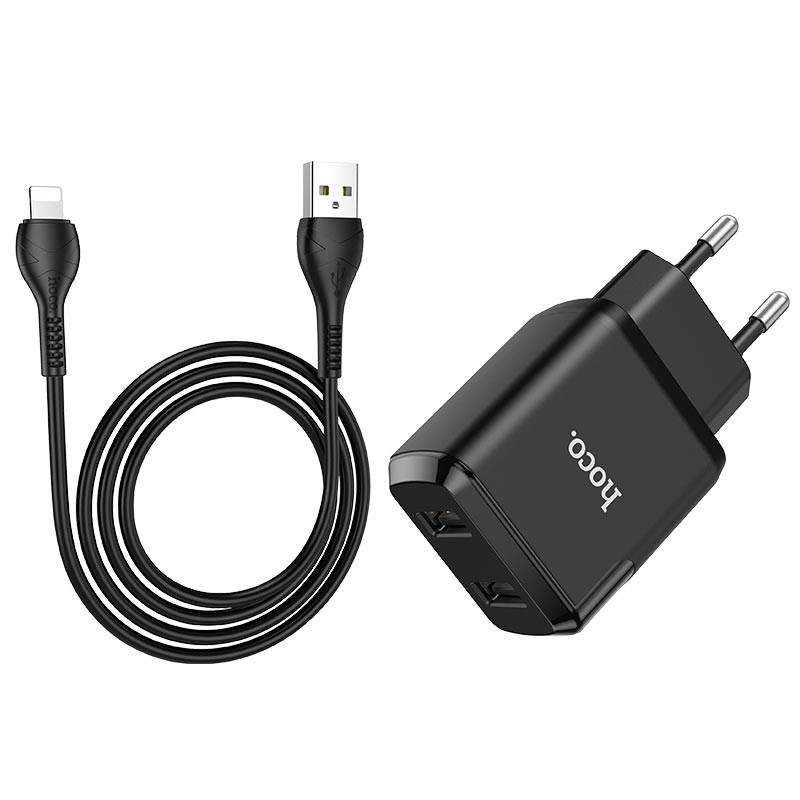 МЗП HOCO N7 (2USB/2,1A) + USB - Lightning Зображення №5 МЗП HOCO N7 (2USB/2,1A) + USB - Lightning дивитися фото №5