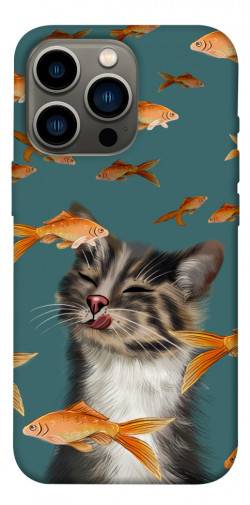 Чехол itsPrint Cat with fish для Apple iPhone 13 Pro (6.1")