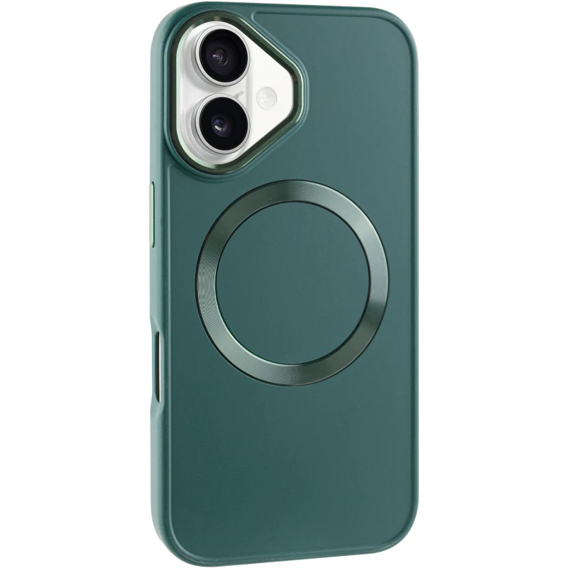 TPU чехол Bonbon Metal Style with Magnetic Fit для Apple iPhone 16 (6.1"), Зеленый / Pine green, TPU, купить оптом с доставкой