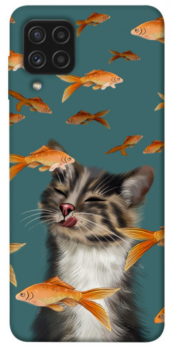 Чехол itsPrint Cat with fish для Samsung Galaxy A22 4G