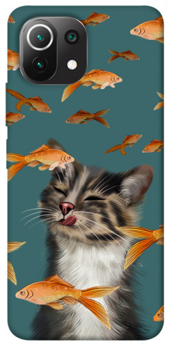 Чохол itsPrint Cat with fish для Xiaomi Mi 11 Lite