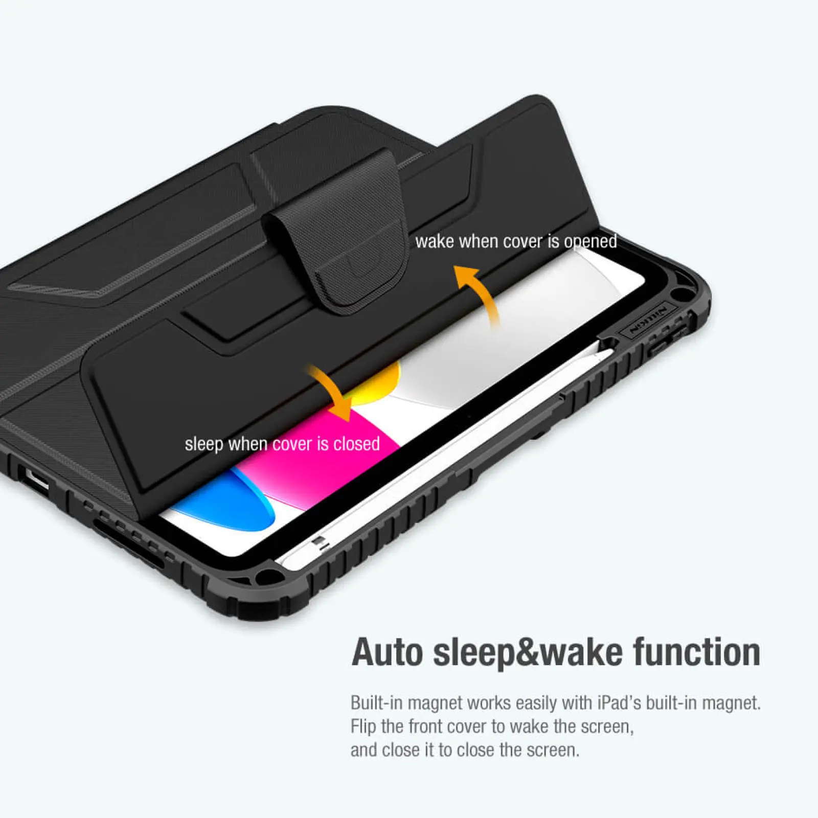 Уценка Чехол-книжка Nillkin Bumper Pro для Apple iPad 10.9" (2022-24) / 11" (A16) 2025, Поврежденная упаковка / Black 3, TPU+PC, купить оптом с доставкой