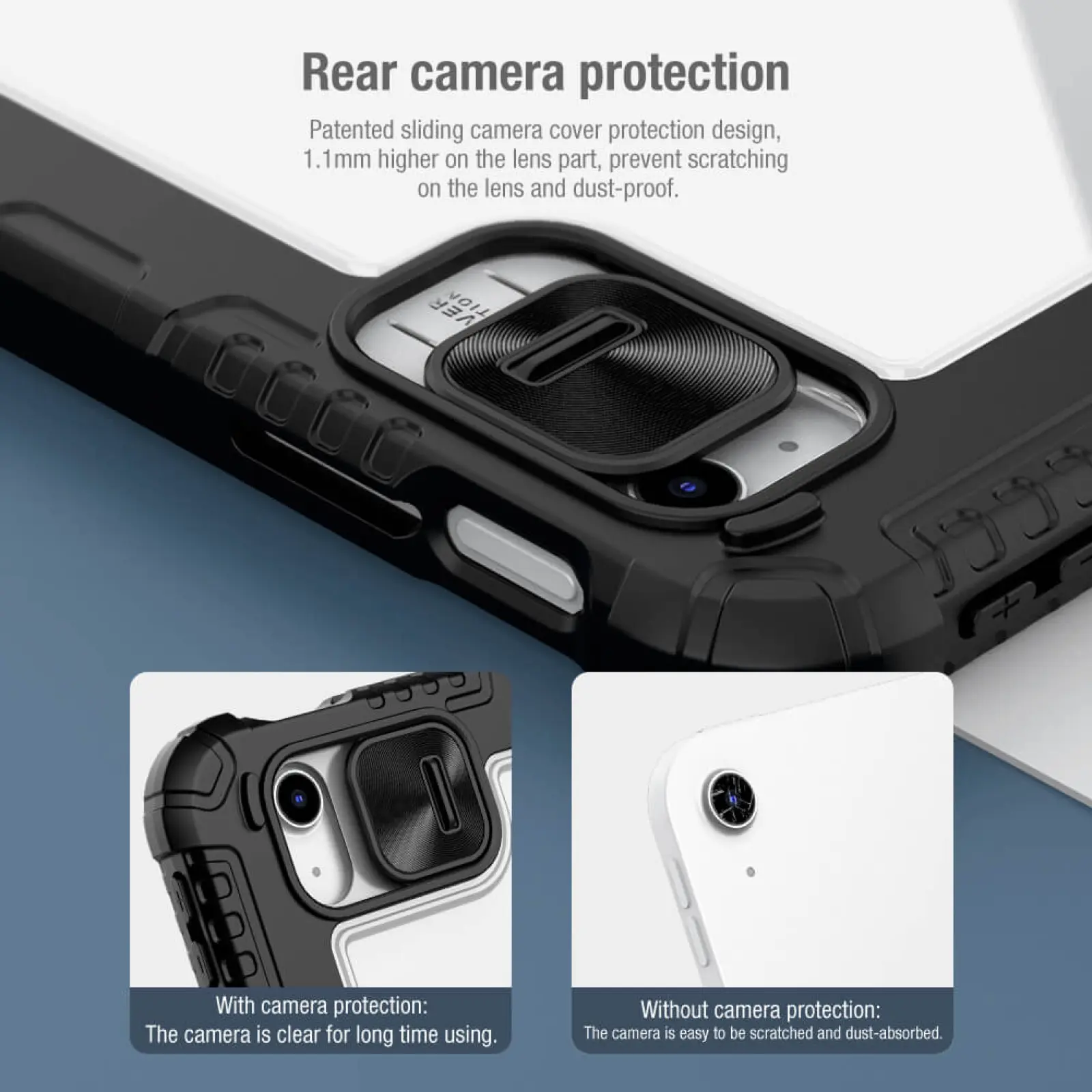 Уценка Чехол-книжка Nillkin Bumper Pro для Apple iPad 10.9" (2022-24) / 11" (A16) 2025, Поврежденная упаковка / Black 4, TPU+PC, купить оптом с доставкой