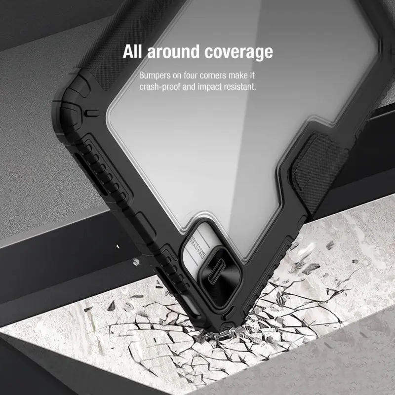 Уценка Чехол-книжка Nillkin Bumper Pro для Apple iPad 10.9" (2022-24) / 11" (A16) 2025, Поврежденная упаковка / Black 6, TPU+PC, купить оптом с доставкой