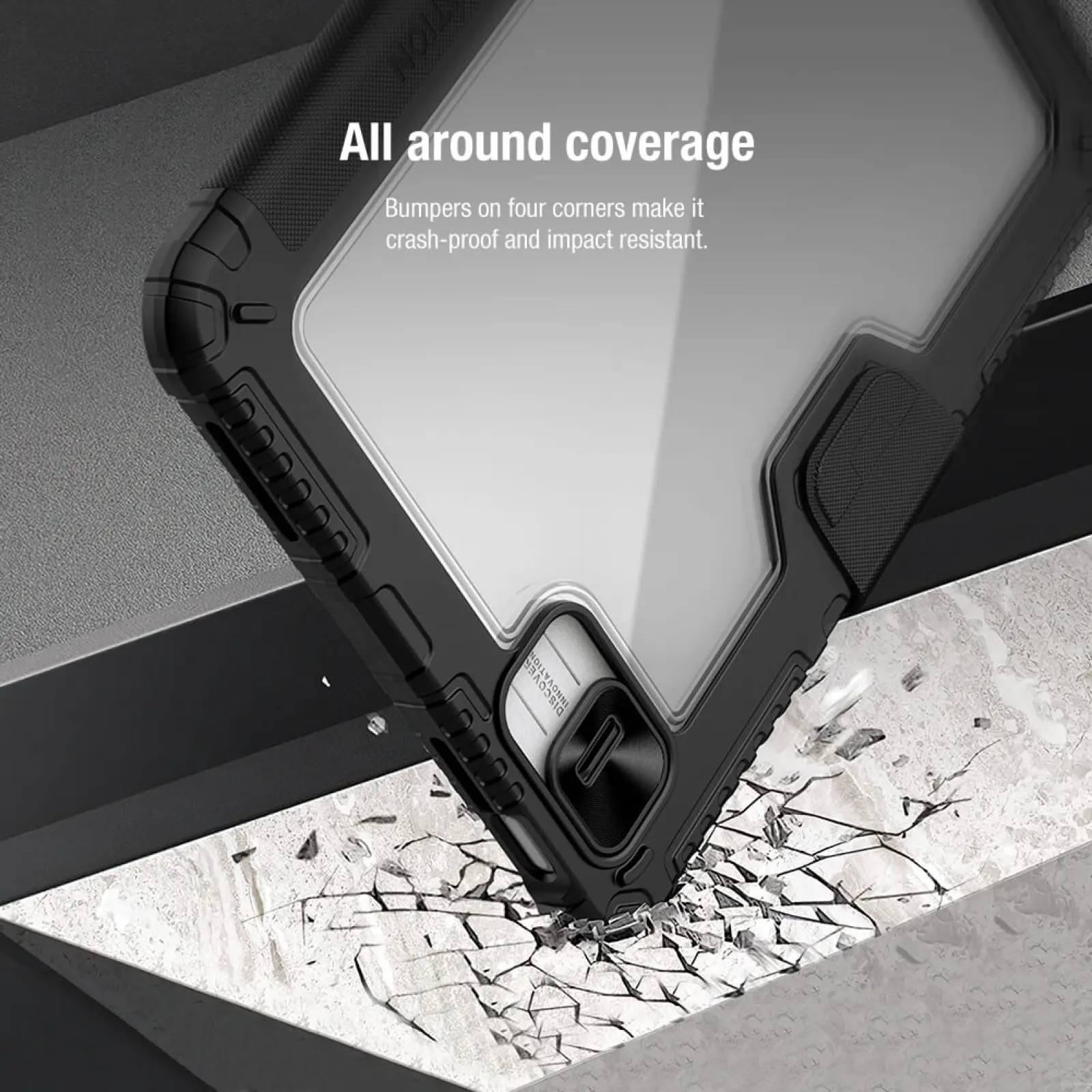 Уценка Чехол-книжка Nillkin Bumper Pro для Apple iPad 10.9" (2022-24) / 11" (A16) 2025, Поврежденная упаковка / Black 6, TPU+PC, купить оптом с доставкой