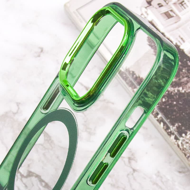 Силиконовый чехол Iris with MagSafe для Apple iPhone 13 Pro Max (6.7) | Прозрачный TPU с цветным акцентом на картинке №7