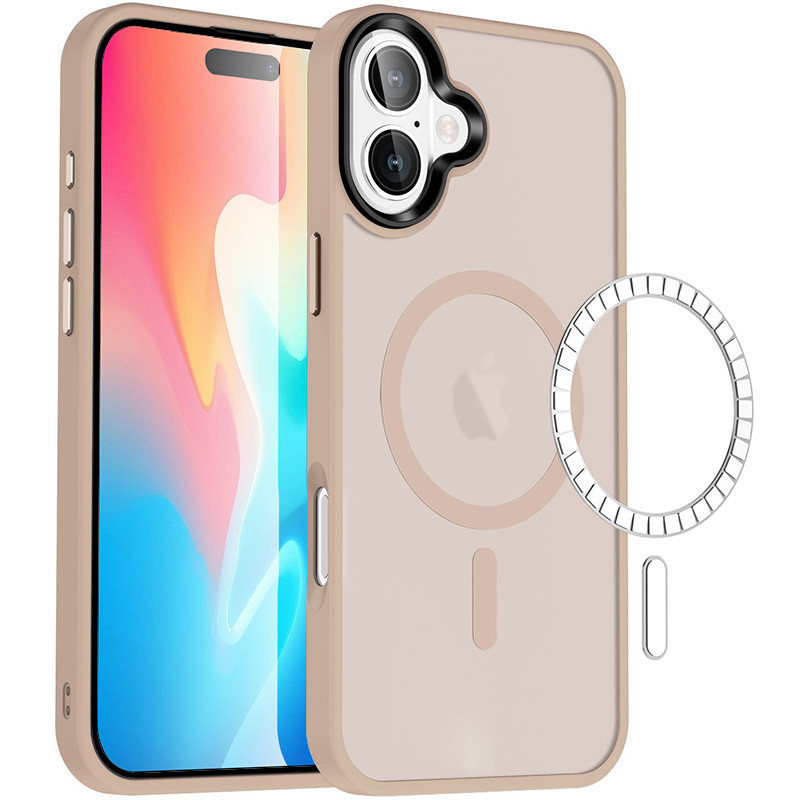 Чехол Metal Buttons with MagSafe Colorful для Apple iPhone 16 (6.1) |TPU+PC| на картинке №1