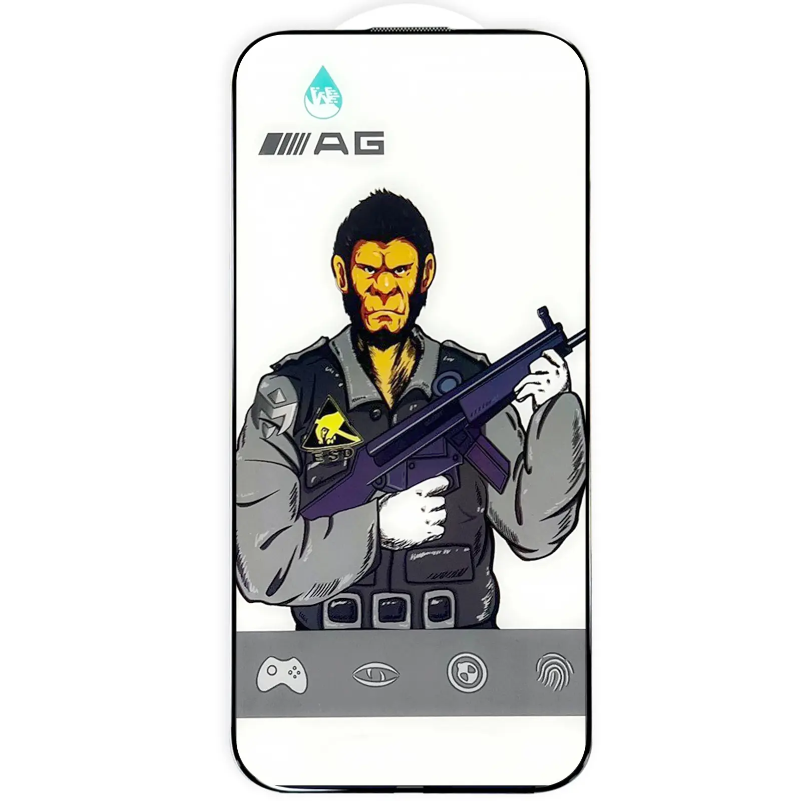 Защитное стекло 5D Anti-static Matte (тех.пак) для Apple iPhone 17 / 16 Pro (6.3"), Черный, Закаленное стекло, купить оптом с доставкой