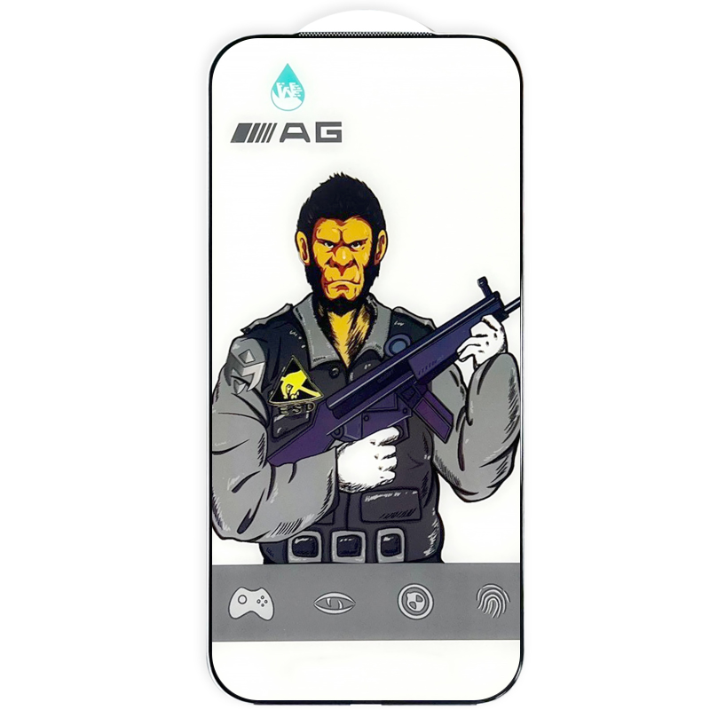 Захисне скло 5D Anti-static Matte (тех.пак) для Apple iPhone 18 Pro (6.3"), Чорний, Загартоване скло, купити оптом з доставкою