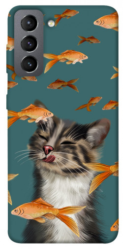 Чехол itsPrint Cat with fish для Samsung Galaxy S21 FE