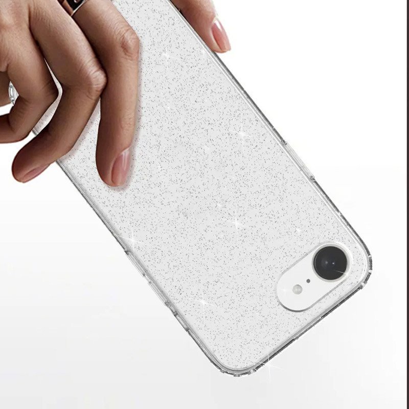 Прозрачный чехол Nova Sparkle для Apple iPhone 16e (6.1) с блестками на картинке №4